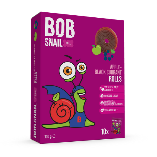 Bob Snail Fruit Rolls Apple-Black Currant 100g (10 rolls)