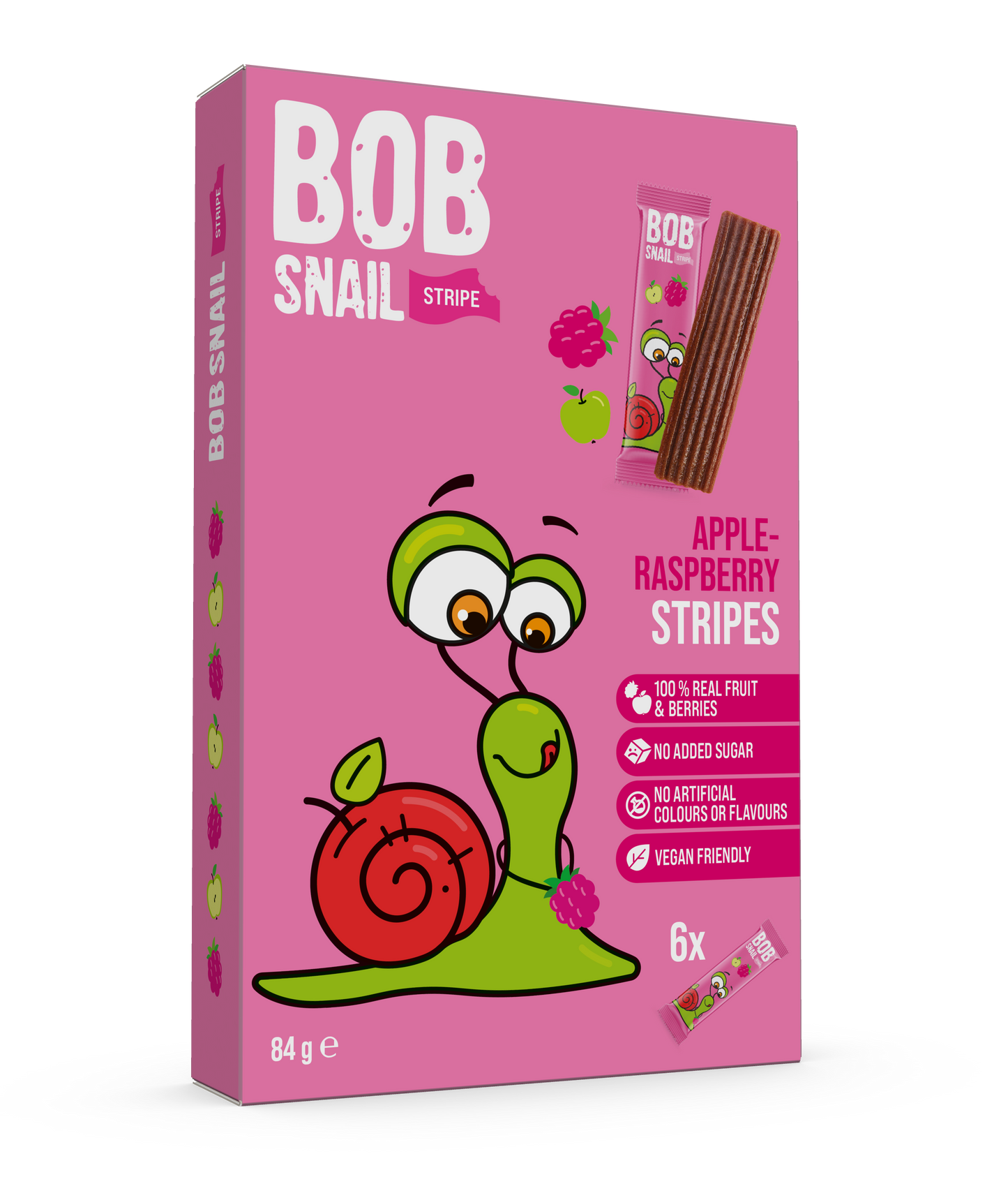 Bob Snail Apple-Raspberry Stripes 84g (6pcs x 14g)