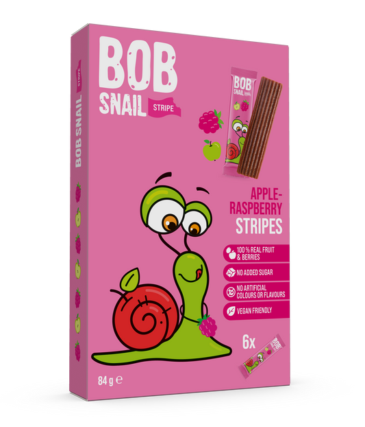 Bob Snail Apple-Raspberry Stripes 84g (6pcs x 14g)