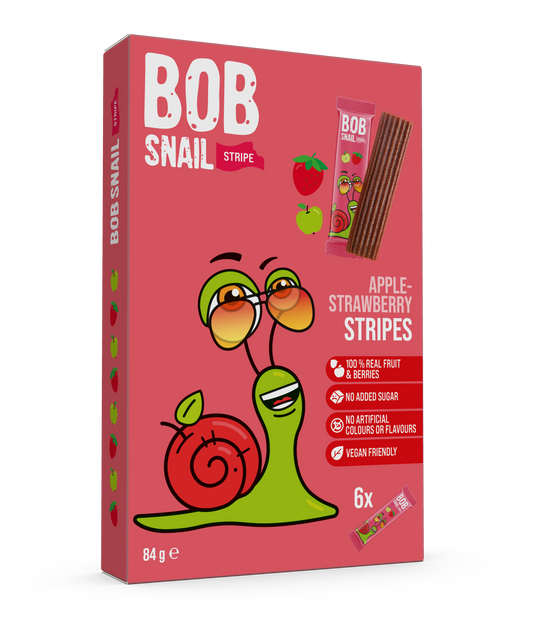 Bob Snail Apple-Strawberry Stripes 84g (6pcs x 14g)